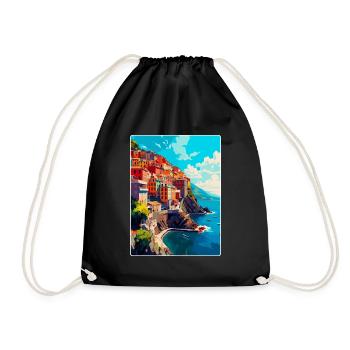 Cinque Terre Italie Affiche de voyage vintage Souvenir - Sac de sport léger - noir - Devant