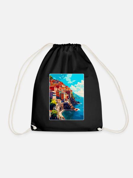 Cinque Terre Italie Affiche de voyage vintage Souvenir - Sac de sport léger - noir