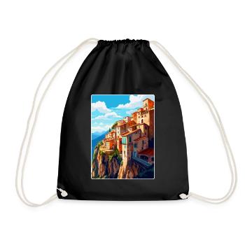 Cuenca Spain Vintage Travel Poster WPA Souvenir - Drawstring Bag - black - Front
