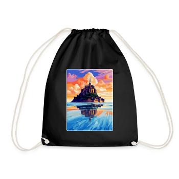 Mont Saint Michel France Vintage Travel Poster WPA - Drawstring Bag - black - Front