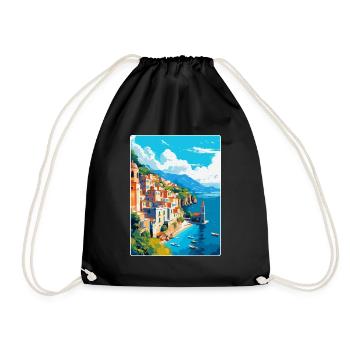Amalfi Italie Affiche de voyage vintage WPA Souvenir - Sac de sport léger - noir - Devant