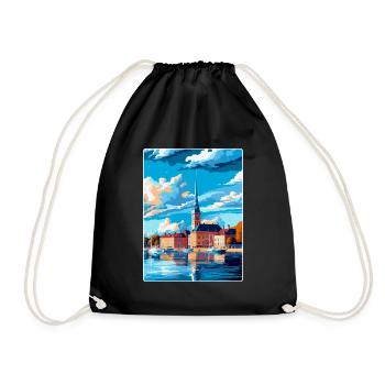 Jonköping Suède Affiche de voyage vintage souvenir - Sac de sport léger - noir - Devant