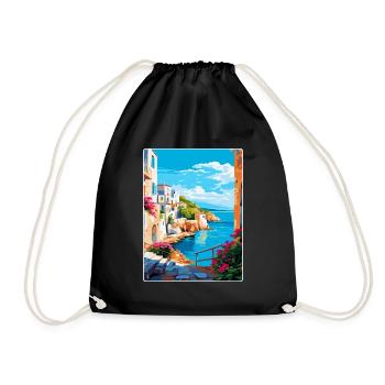 Rhodes Grèce Vintage Voyage Poster WPA Souvenir - Sac de sport léger - noir - Devant