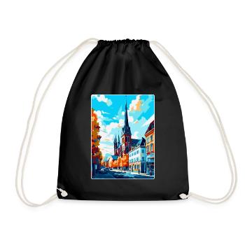 Darmstadt Germany Vintage Travel Poster Souvenir - Drawstring Bag - black - Front