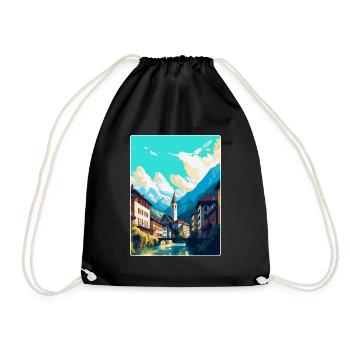 Chur Schweiz Vintage Reiseplakat Souvenir - Turnbeutel - Schwarz - Vorne