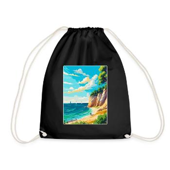 Rugen Island Germany Vintage Travel Poster WPA Art - Drawstring Bag - black - Front