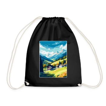 Zell Am Ziller Austria Vintage Travel Poster WPA - Drawstring Bag - black - Front