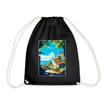 Viana Italy Vintage Travel Poster WPA Art Souvenir - Drawstring Bag - black - Front