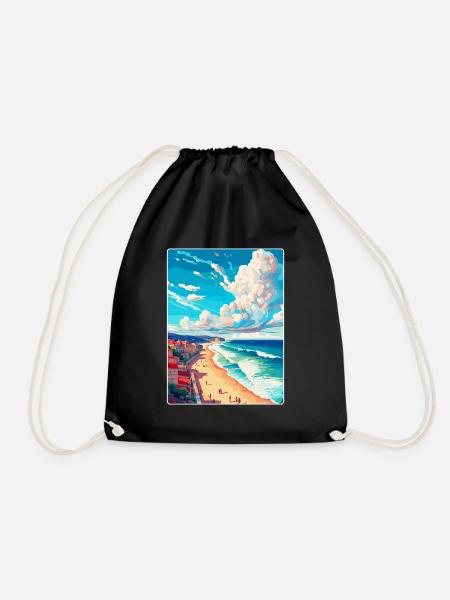 Nazare Portugal Vintage Reiseplakat Souvenir WPA - Turnbeutel - Schwarz
