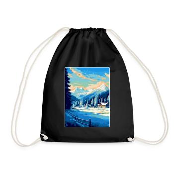 Kitzbuhel Austria Vintage Travel Poster Souvenir - Drawstring Bag - black - Front