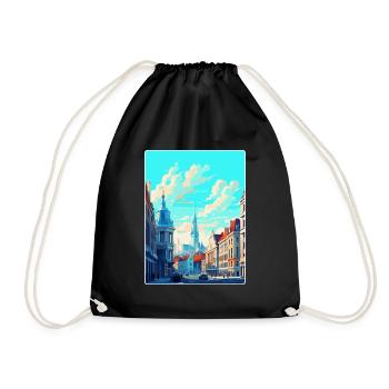 Brussels Belgium Vintage Travel Poster Souvenir - Drawstring Bag - black - Front