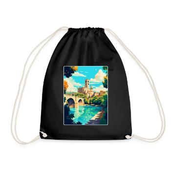 Avignon France Vintage Travel Poster Souvenir WPA - Drawstring Bag - black - Front