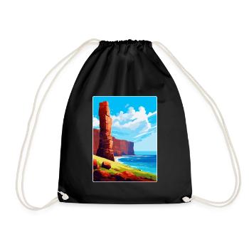 Old Man Of Hoy Scotland Uk Vintage Travel Poster - Drawstring Bag - black - Front