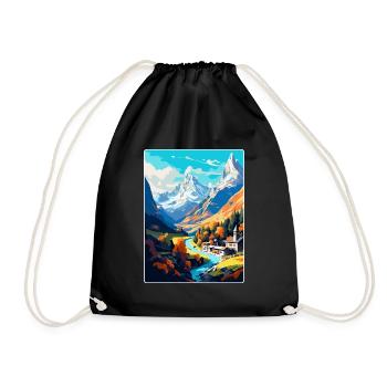 Vallée d’Aoste Italie Poster de voyage vintage souvenir - Sac de sport léger - noir - Devant