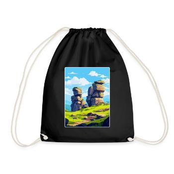 Brimham Rocks Angleterre Royaume-Uni Affiche de voyage vintage WPA - Sac de sport léger - noir - Devant