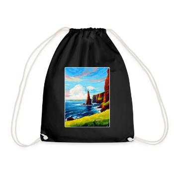 Duncansby Stacks Schottland UK Vintage Reiseposter - Turnbeutel - Schwarz - Vorne
