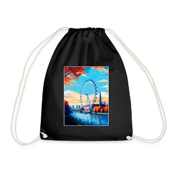 London Eye Angleterre Royaume-Uni Affiche de voyage vintage WPA - Sac de sport léger - noir - Devant