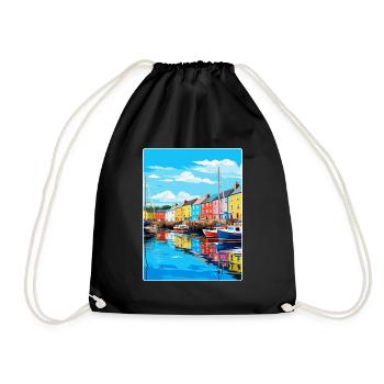 Plymouth England Uk Vintage Travel Poster Souvenir - Drawstring Bag - black - Front
