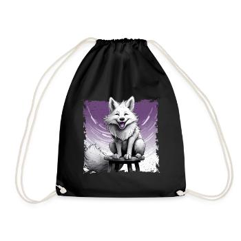 Bande dessinée Fox, riant, assis sur un tabouret | Affiche - Sac de sport léger - noir - Devant