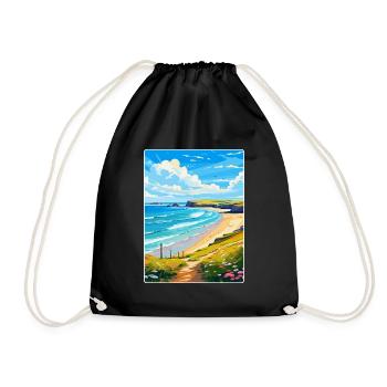 Daymer Bay Cornwall England Uk Travel Poster WPA - Drawstring Bag - black - Front