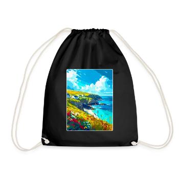 Cornwall England Uk Vintage Travel Poster Souvenir - Drawstring Bag - black - Front