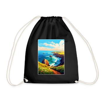 Lands End Cornwall England Uk Travel Poster WPA - Drawstring Bag - black - Front