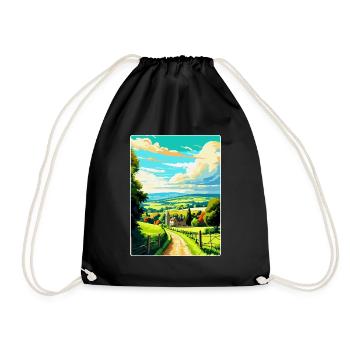 Cotswolds Angleterre Royaume-Uni Affiche de voyage vintage WPA Art - Sac de sport léger - noir - Devant