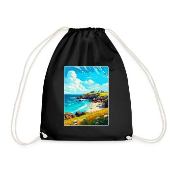 Cornwall England Uk Vintage Travel Poster Souvenir - Drawstring Bag - black - Front