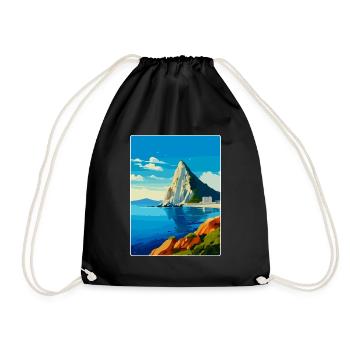 Rock Of Gibraltar Vintage Travel Poster Souvenir - Drawstring Bag - black - Front