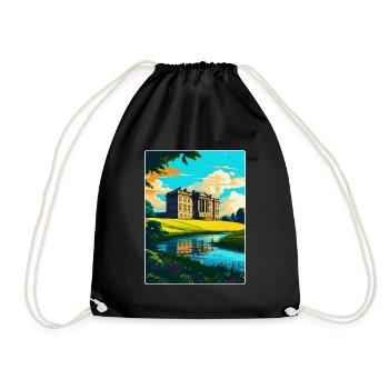 Lyme Park England Uk Vintage Travel Poster WPA Art - Drawstring Bag - black - Front