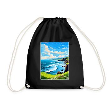 North Coast 500 Scotland Uk Vintage Travel Poster - Drawstring Bag - black - Front