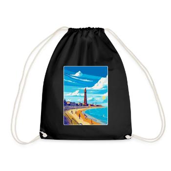 Blackpool Uk Vintage Reiseposter WPA Souvenir - Turnbeutel - Schwarz - Vorne