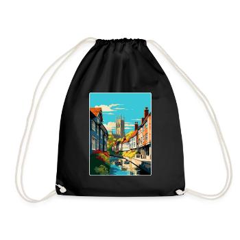 Canterbury England Uk Travel Poster Souvenir WPA - Drawstring Bag - black - Front
