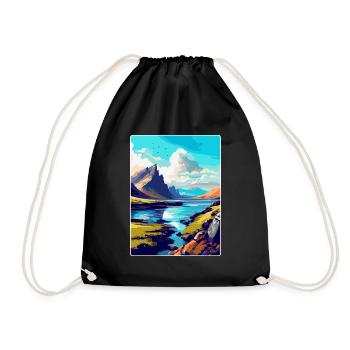 Isle Of Skye Scotland Uk Travel Poster Souvenir - Drawstring Bag - black - Front
