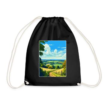 Surrey Hills Vintage Travel Poster Souvenir WPA - Drawstring Bag - black - Front