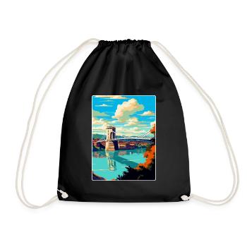 Bristol England Uk Vintage Travel Poster Souvenir - Drawstring Bag - black - Front