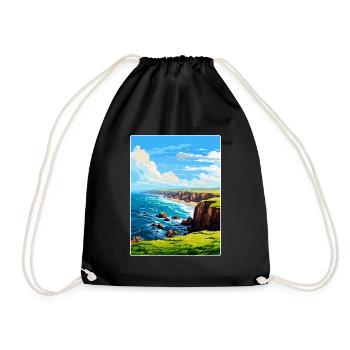 Lands End Cornwall England Uk Travel Poster WPA - Drawstring Bag - black - Front