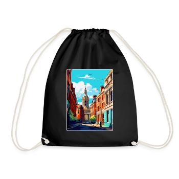 Leeds England Uk Vintage Travel Poster Souvenir - Drawstring Bag - black - Front