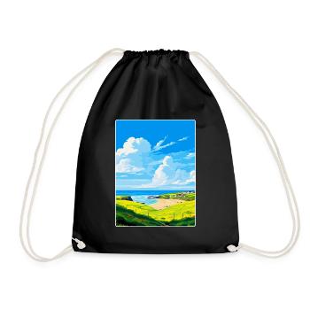 Crantock Cornwall England Uk Travel Poster WPA - Drawstring Bag - black - Front