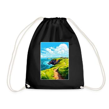 St Davids Head Wales Uk Travel Poster Souvenir WPA - Drawstring Bag - black - Front