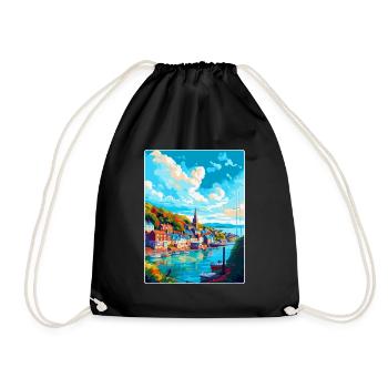 Dartmouth England Uk Travel Poster Souvenir WPA - Drawstring Bag - black - Front