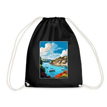 Salcombe England Uk Vintage Reiseposter Souvenir - Turnbeutel - Schwarz - Vorne