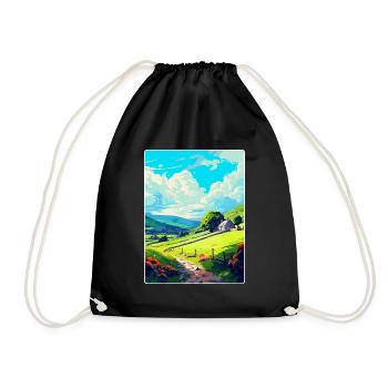 Llanblethian Wales Uk Travel Poster Souvenir WPA - Drawstring Bag - black - Front