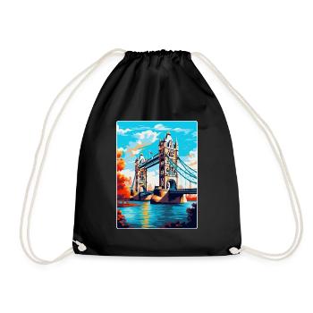 Tower Bridge England Uk Reise Poster Souvenir WPA - Turnbeutel - Schwarz - Vorne