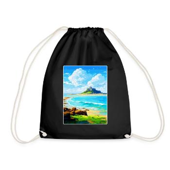 Marazion Cornwall England Uk Travel Poster WPA - Drawstring Bag - black - Front