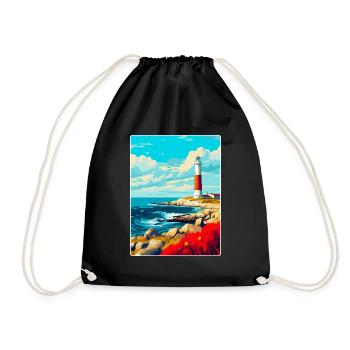 Portland Bill England Uk Reiseplakat Souvenir - Turnbeutel - Schwarz - Vorne
