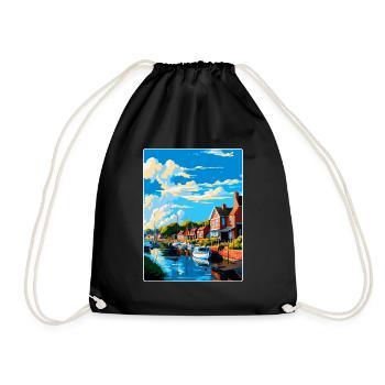 Woodbridge England Uk Travel Poster Souvenir WPA - Drawstring Bag - black - Front