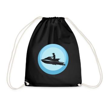 Jet Ski Boat Wakeskate - Drawstring Bag - black - Front
