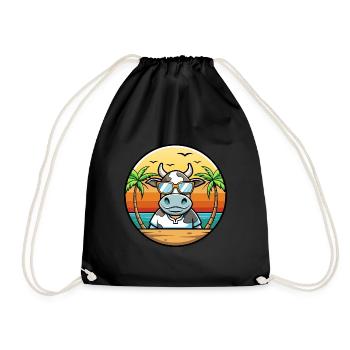 Kuh Lustige Cartoon Sommer Strand Sonnenbrille Aufkleber - Turnbeutel - Schwarz - Vorne