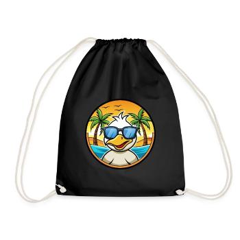 Ente Lustige Cartoon Sommer Strand Sonnenbrille Aufkleber - Turnbeutel - Schwarz - Vorne